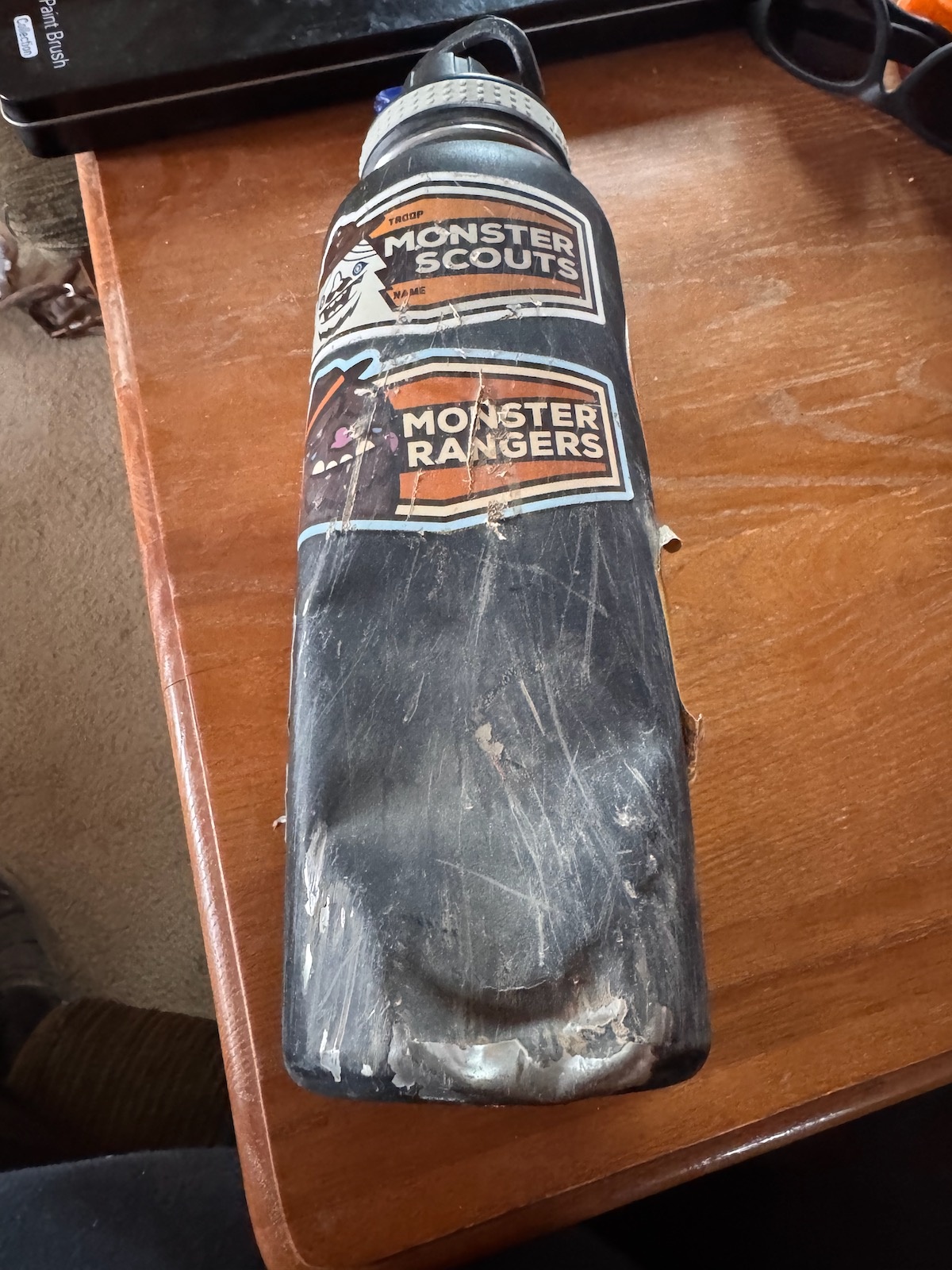 Photo of a crushed water bottle