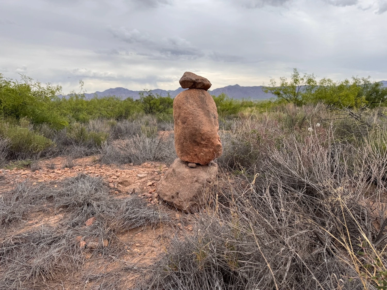 A big burrito of a rock stack
