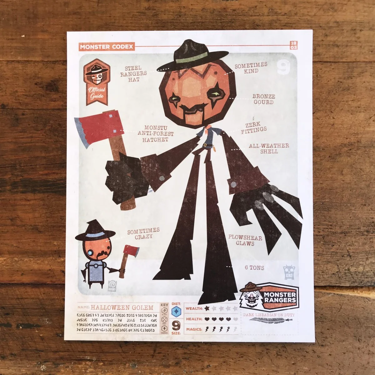 8x10 Monster Codex Halloween Golem